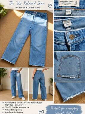 Abercrombie & Fitch Curve Love High Rise ’90s Relaxed Jeans Size 32/14